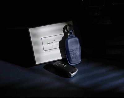Blue Leather Key Cover for Ford Smart Key (Style R3)
