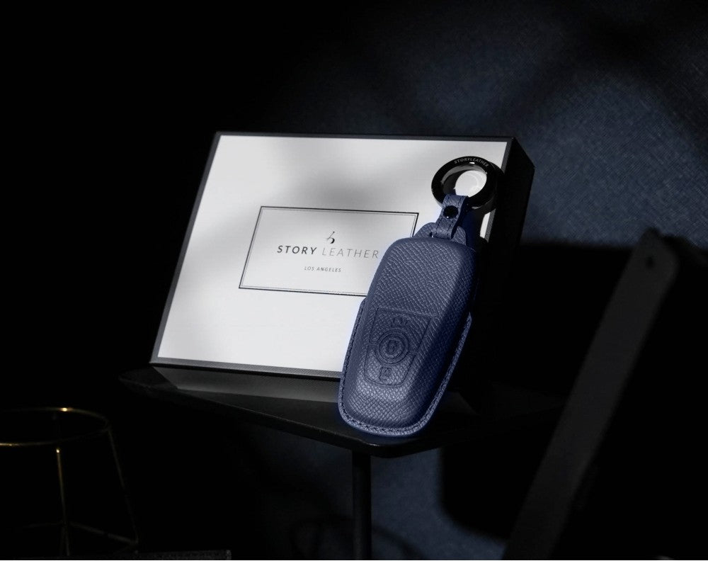 Blue Leather Key Cover for Ford Smart Key (Style R3)