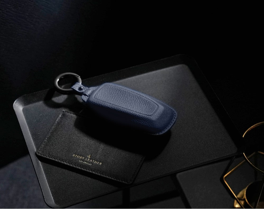 Blue Leather Key Cover for Ford Smart Key (Style R3)
