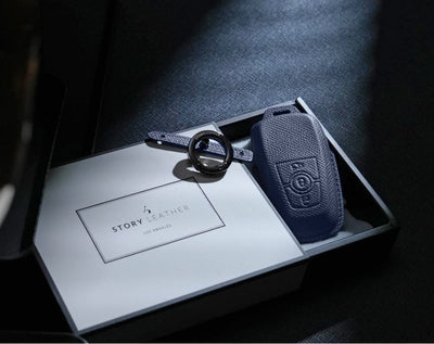 Blue Leather Key Cover for Ford Smart Key (Style R3)