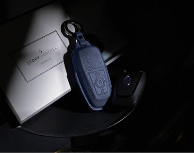 Blue Leather Key Cover for Ford Smart Key (Style R3)