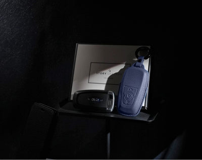 Blue Leather Key Cover for Ford Smart Key (Style R3)