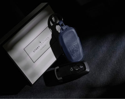Blue Leather Key Cover for Ford Smart Key (Style R3)