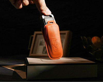 Orange Leather Key Cover for Ford Smart Key (Style R3)