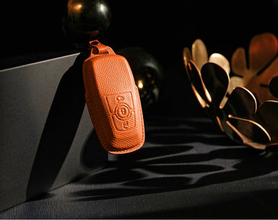 Orange Leather Key Cover for Ford Smart Key (Style R3)