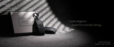 Black Leather Key Cover for Ford Smart Key (Style R4)