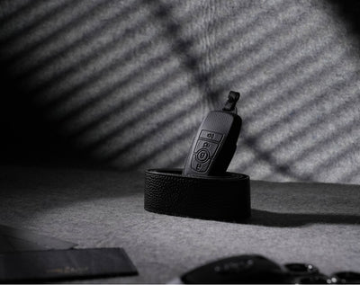 Black Leather Key Cover for Ford Smart Key (Style R4)