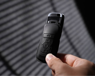 Black Leather Key Cover for Ford Smart Key (Style R4)