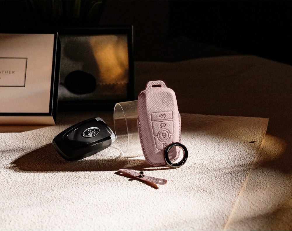 Pink Leather Key Cover for Ford Smart Key (Style R4)