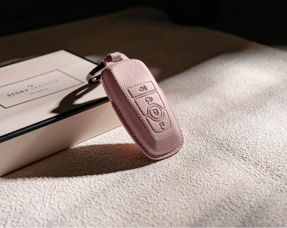 Pink Leather Key Cover for Ford Smart Key (Style R4)