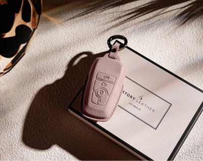 Pink Leather Key Cover for Ford Smart Key (Style R4)