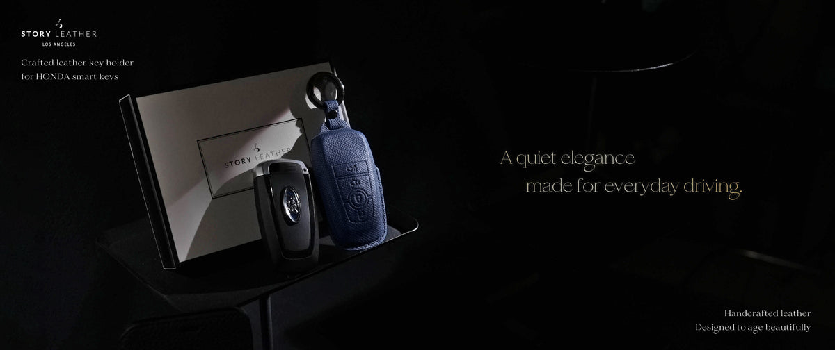 Blue Leather Key Cover for Ford Smart Key (Style R4)