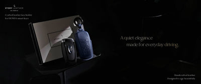 Blue Leather Key Cover for Ford Smart Key (Style R4)