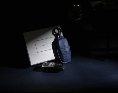 Blue Leather Key Cover for Ford Smart Key (Style R4)