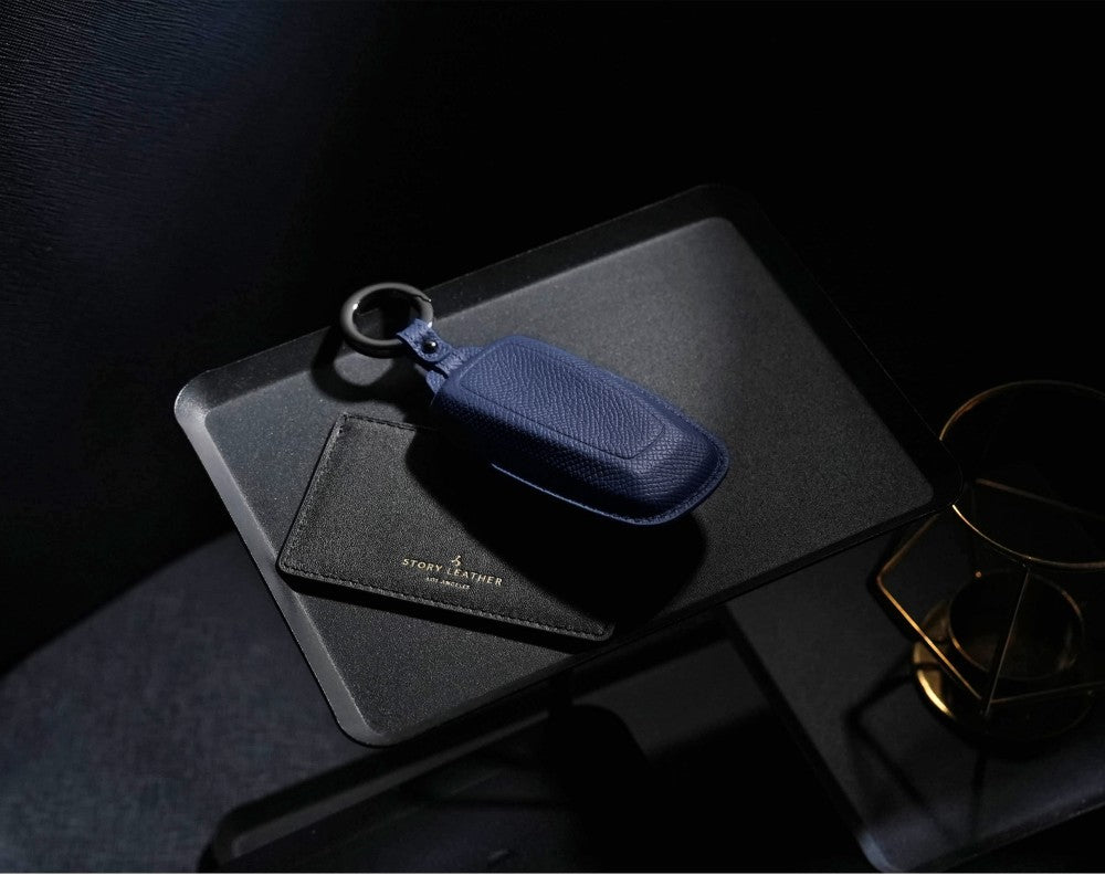 Blue Leather Key Cover for Ford Smart Key (Style R4)