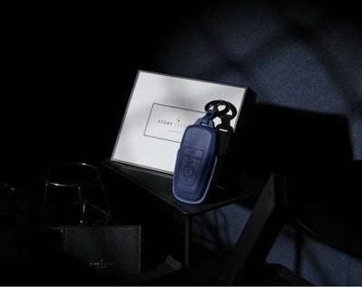 Blue Leather Key Cover for Ford Smart Key (Style R4)
