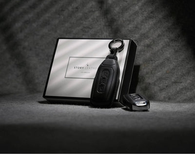 Black Leather Key Cover for Ford Smart Key (Style T3)
