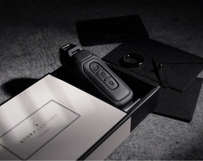 Black Leather Key Cover for Ford Smart Key (Style T3)