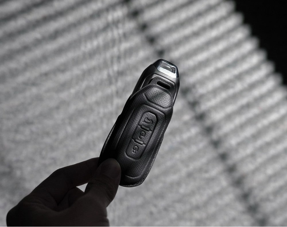 Black Leather Key Cover for Ford Smart Key (Style T3)