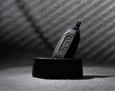 Black Leather Key Cover for Ford Smart Key (Style T3)