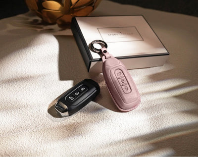 Pink Leather Key Cover for Ford Smart Key (Style T3)