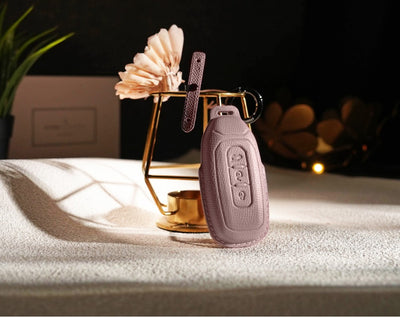 Pink Leather Key Cover for Ford Smart Key (Style T3)