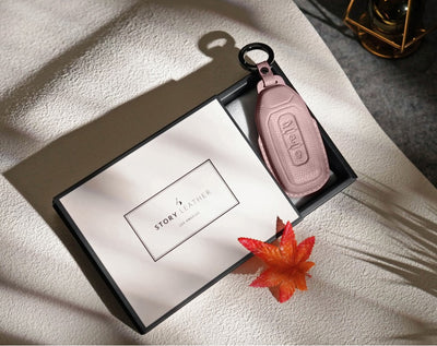 Pink Leather Key Cover for Ford Smart Key (Style T3)
