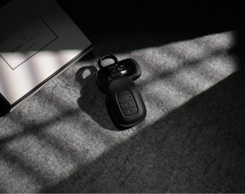 Black Leather Key Cover for Honda Smart Key (Style O3)
