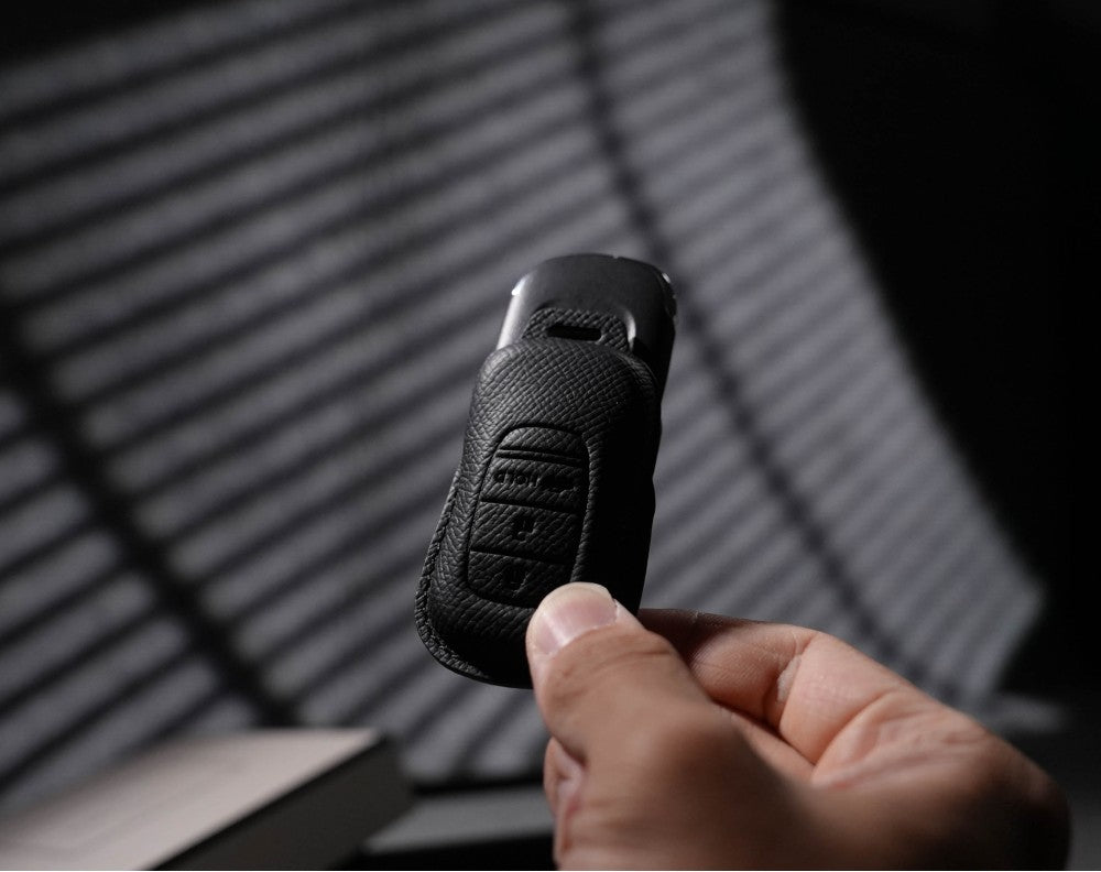 Black Leather Key Cover for Honda Smart Key (Style O3)