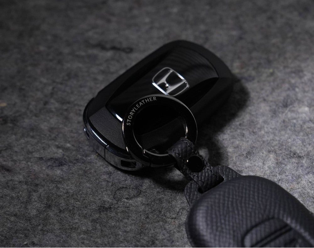 Black Leather Key Cover for Honda Smart Key (Style O3)