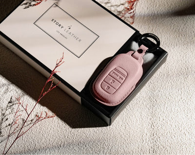 Pink Leather Key Cover for Honda Smart Key (Style O3)
