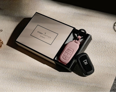 Pink Leather Key Cover for Honda Smart Key (Style O3)