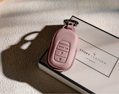 Pink Leather Key Cover for Honda Smart Key (Style O3)