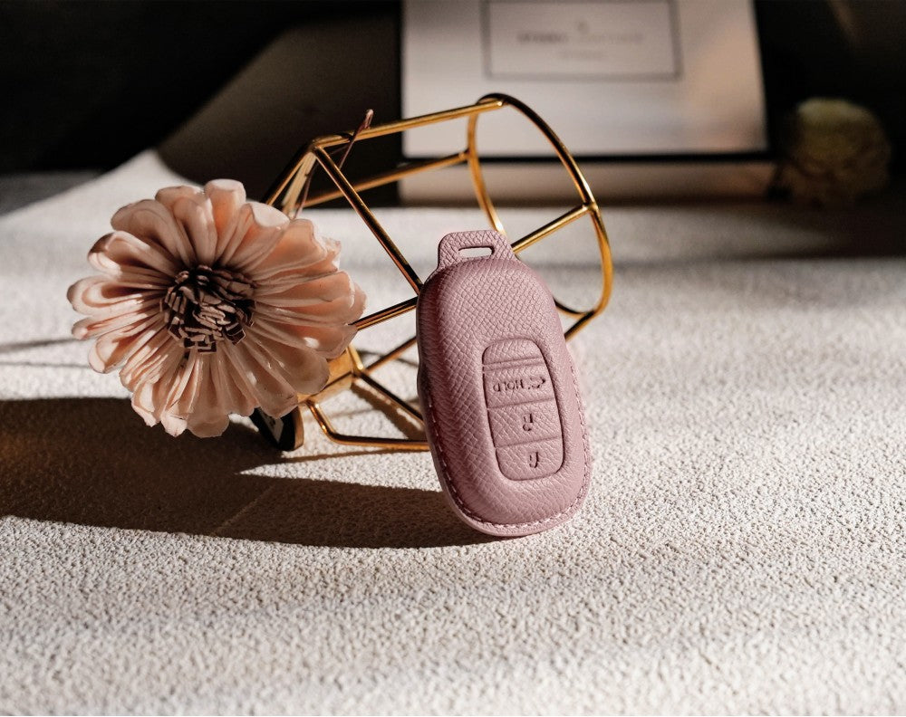 Pink Leather Key Cover for Honda Smart Key (Style O3)