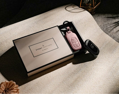 Pink Leather Key Cover for Honda Smart Key (Style O3)