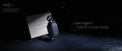 Blue Leather Key Cover for Honda Smart Key (Style O3)
