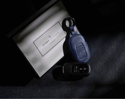 Blue Leather Key Cover for Honda Smart Key (Style O3)