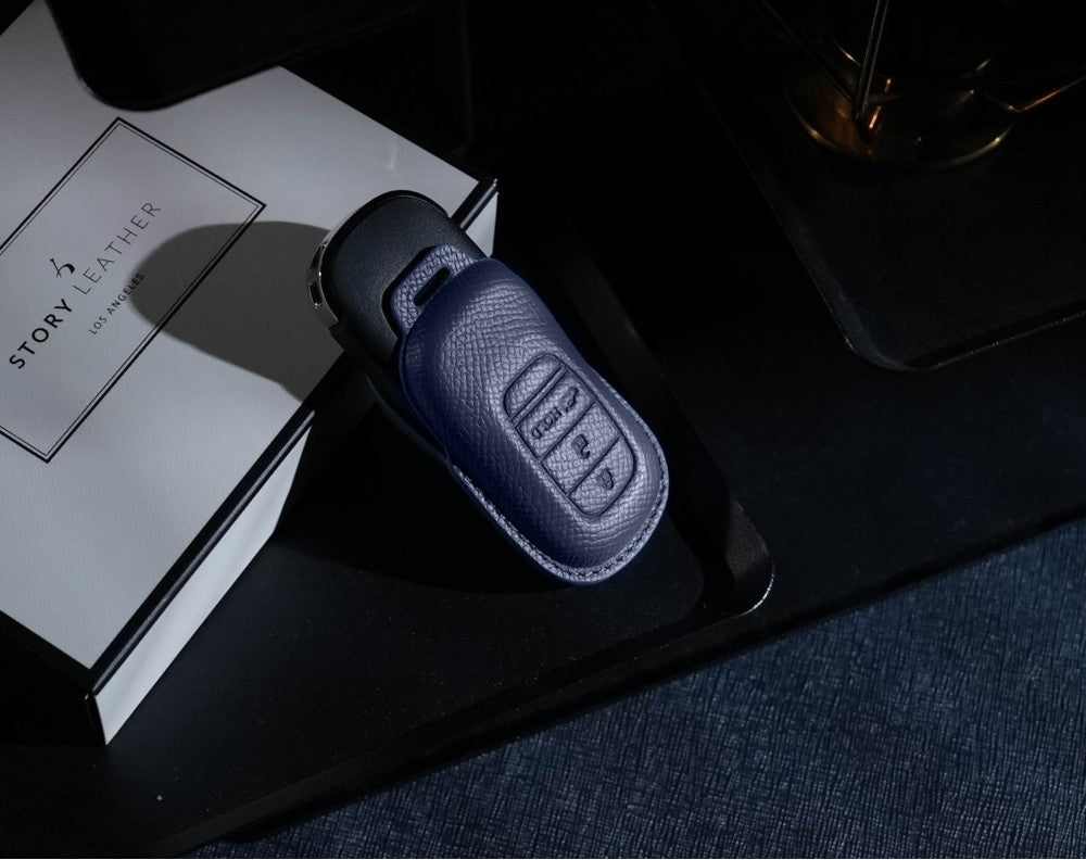 Blue Leather Key Cover for Honda Smart Key (Style O3)