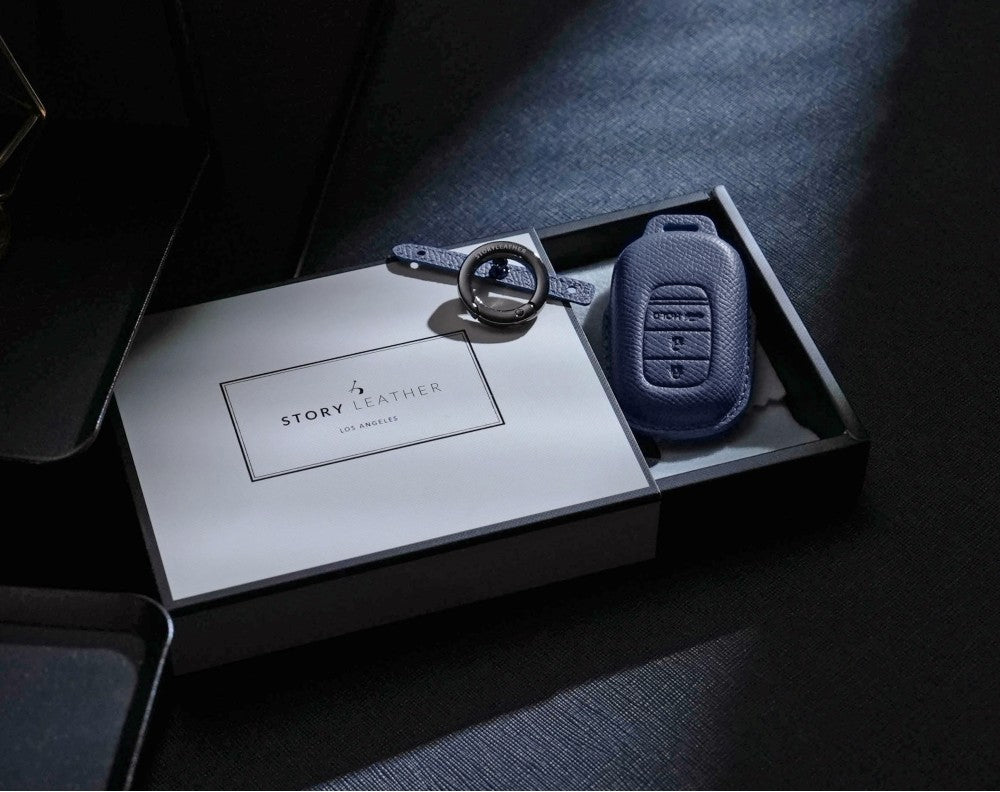 Blue Leather Key Cover for Honda Smart Key (Style O3)