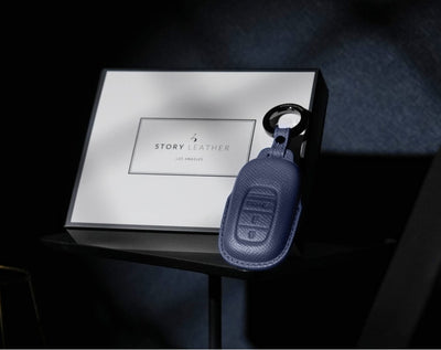 Blue Leather Key Cover for Honda Smart Key (Style O3)