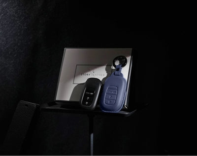 Blue Leather Key Cover for Honda Smart Key (Style O3)