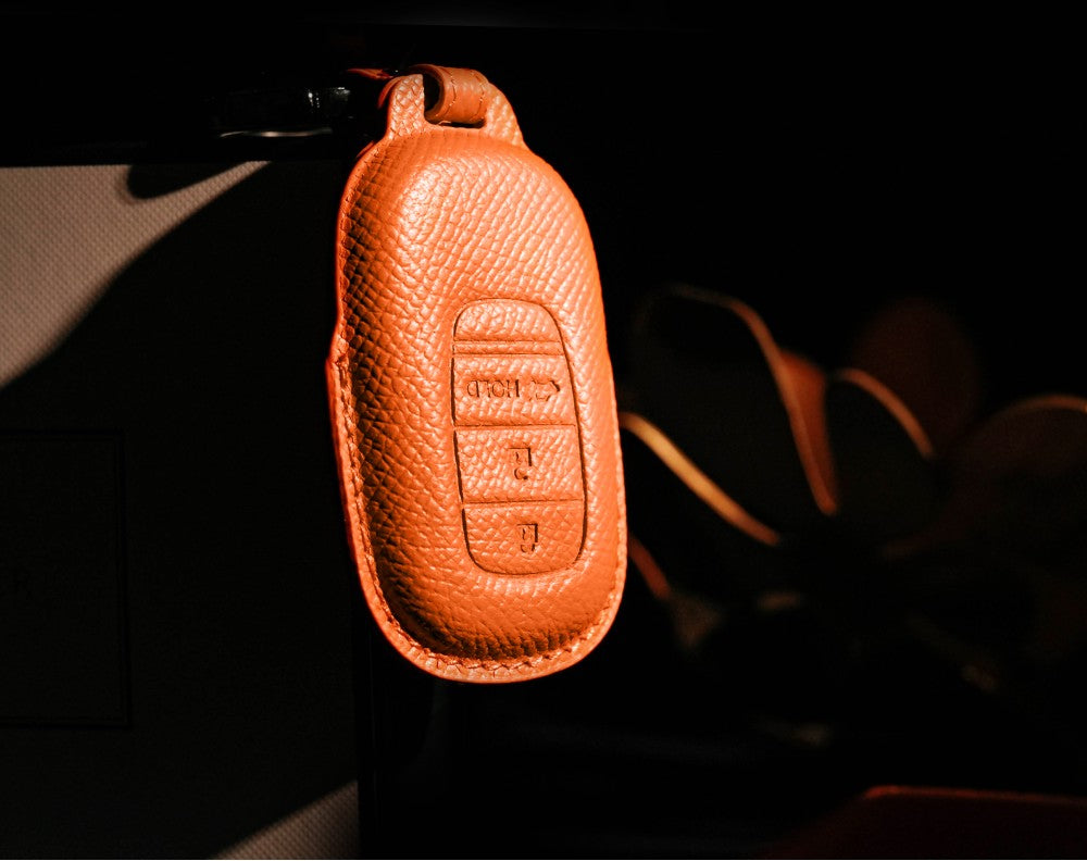 Orange Leather Key Cover for Honda Smart Key (Style O3)