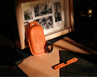 Orange Leather Key Cover for Honda Smart Key (Style O3)