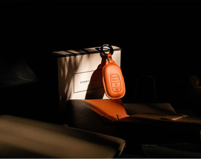 Orange Leather Key Cover for Honda Smart Key (Style O3)