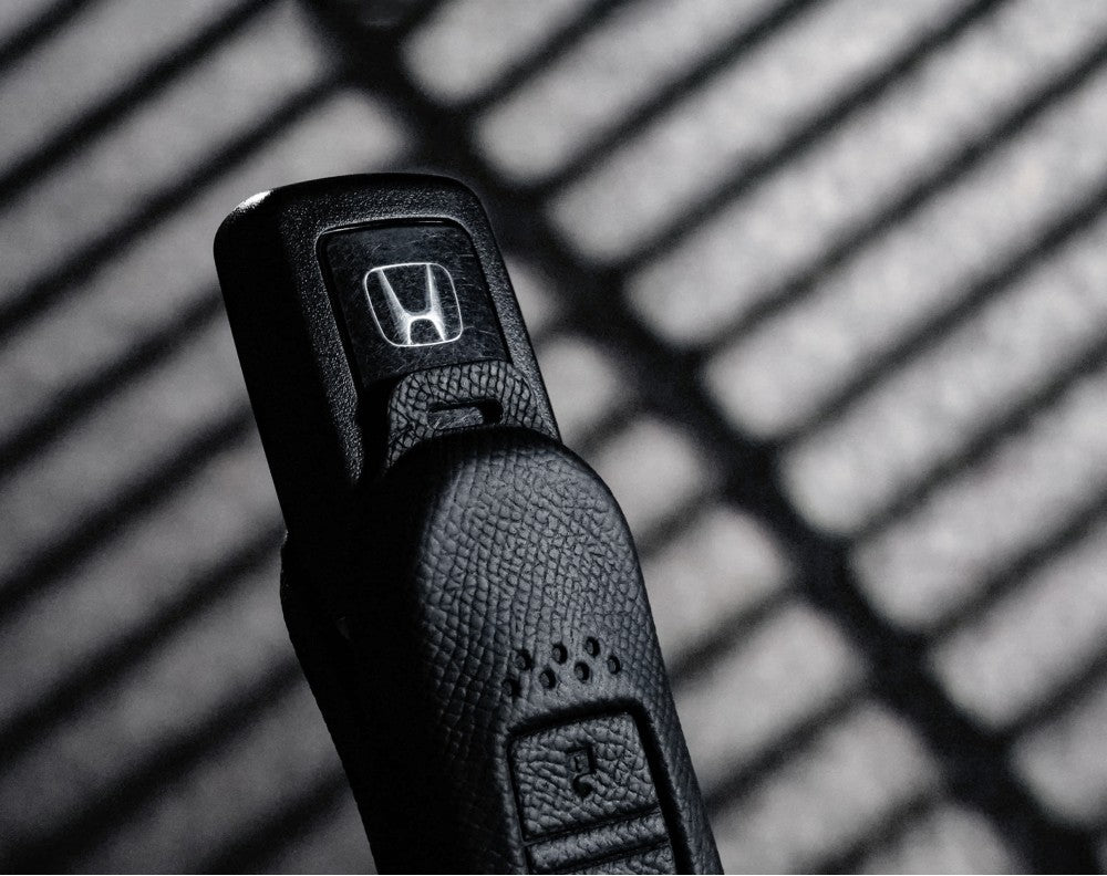Black Leather Key Cover for Honda Smart Key (Style R2)