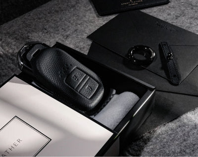 Black Leather Key Cover for Honda Smart Key (Style R2)