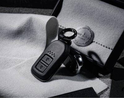 Black Leather Key Cover for Honda Smart Key (Style R2)