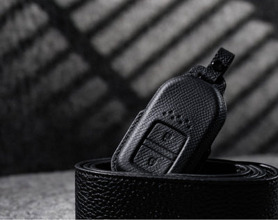 Black Leather Key Cover for Honda Smart Key (Style R2)