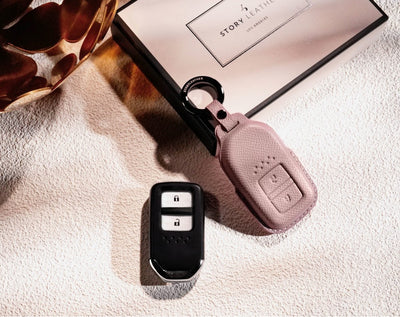 Pink Leather Key Cover for Honda Smart Key (Style R2)