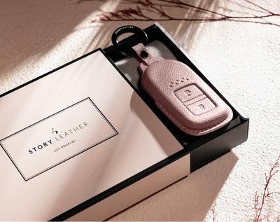 Pink Leather Key Cover for Honda Smart Key (Style R2)